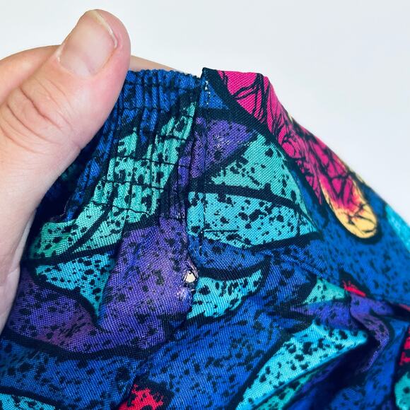 Vintage Floral Boho Midi Skirt High Waisted Pleated Colorful Retro Cottagecore - Picture 8 of 10